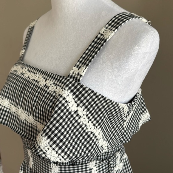 Adelyn Rae Belle Ruffle Lace Gingham Midi Dress Size S - Picture 8 of 15